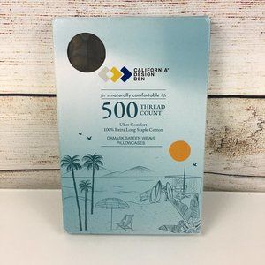 California Design Den Standard Pillowcases 500 TC Cotton Damask Sateen Grey